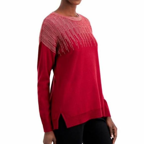 Alfani Red Ruby Metallic-Sparkle Sweater - Picture 6 of 6